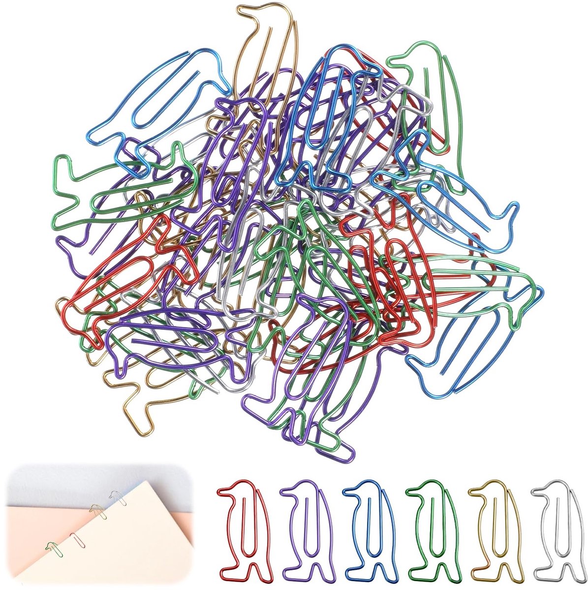 Dailygoods- Paperclips 40 Stuks - Pinguïn Motief - IJzer - Kantoor/SCHOOL - Schattig Design - Decoratie voor Bureau - Papierklemmen