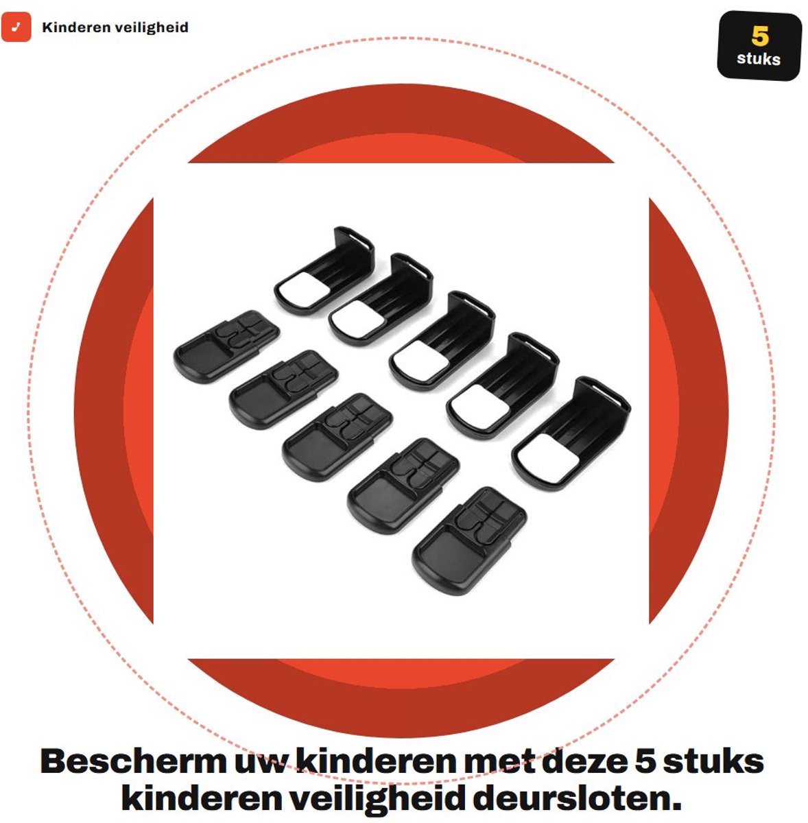 Dailygoods- Veiligheidssloten 5 stuks - Kinderen - Eenvoudig te installeren - Haakse sloten - Beveiliging voor lades/deuren - Compact formaat - Kindersloten