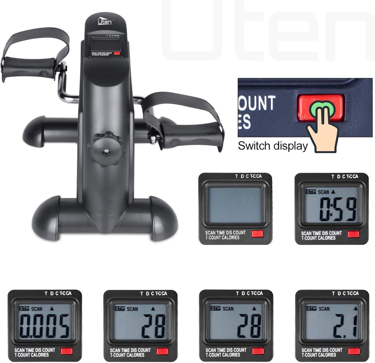 SnelShoppen - Mini Hometrainer Pedaal Sporter Weerstand Cyclus Indoor Gym Kantoor Fit Zwart - Compact, Efficiënt, Calorieën Verbranden, Ideaal voor Th