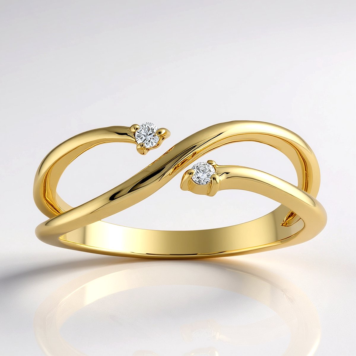 Cavill - 9-Karaats Gouden Ring - Geelgoud - 2 SI2 (H) Briljant Geslepen Diamanten - Infinity Motief - Luxe, Moderne & Delicate Ring Dames