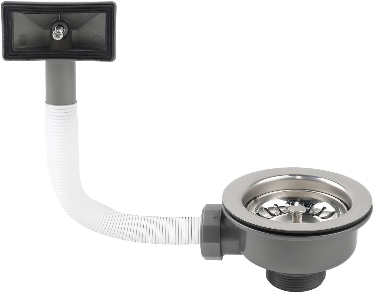 Dailygoods- Afvoergarnituur 114 mm - Sifon Keukenspoelbak - Zeefmand - Roestvrij Staal - Afneembaar - Duurzaam en Corrosiebestendig - Gootsteengarnituur