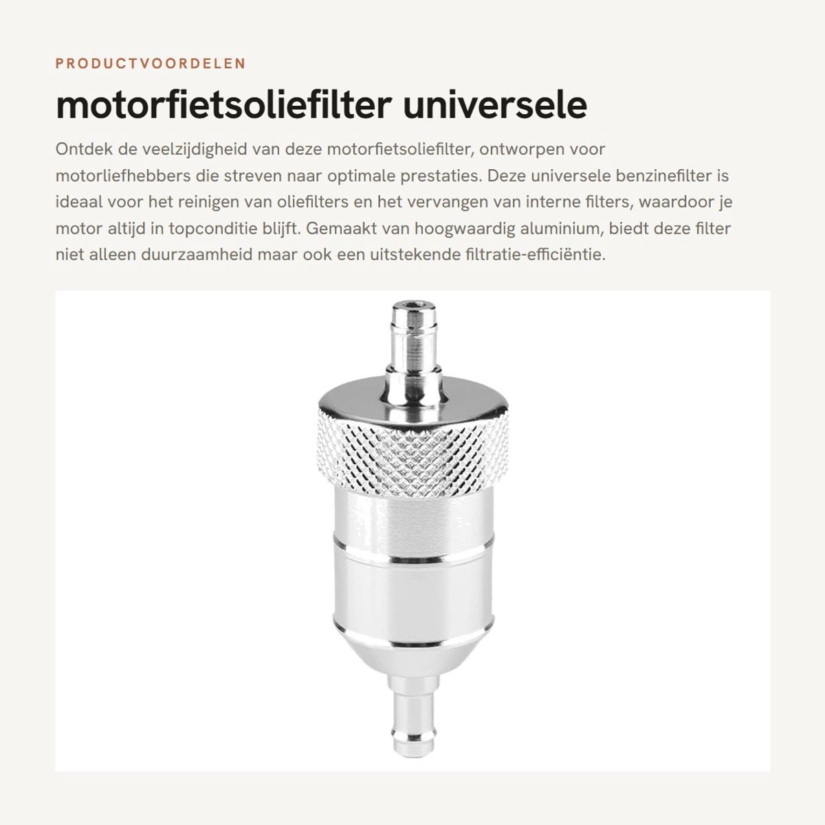 Dailygoods- Benzinefilter 8mm - Aluminium - Motorfilterreiniger - Hoogwaardige kwaliteit - Duurzaam - Eenvoudig te installeren - Brandstoffilter