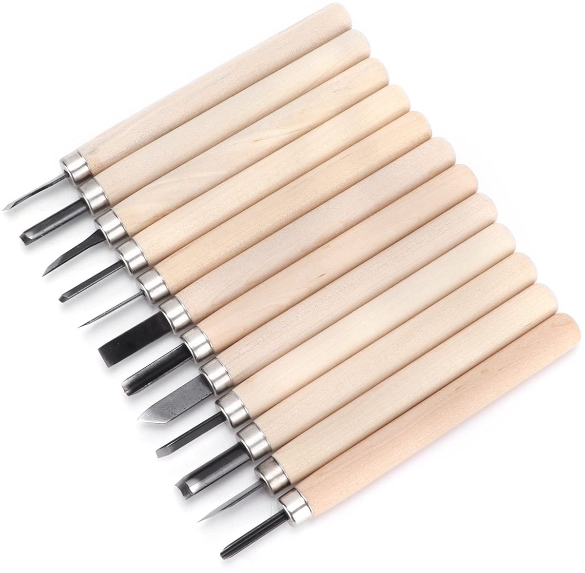Dailygoods- Houtsnijgereedschapset 12-delig - Hoogwaardig 55# Staal - Houtsnijmes - Rubberen Stempel - Opbergdoos - Ergonomisch Handvat - Snijgereedschap