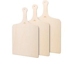 Thijox - Pizzaschep van Hout - Set van 3 Houten Pizza Peels - Ideaal voor Oven, Grill, BBQ - 42 cm x 30 cm - Biologisch Populiermultiplex - Perfect vo