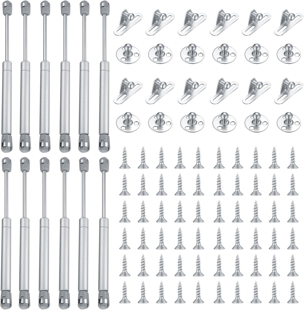 Gas Lift Strut Kit voor Keukenkast, 12 Stuks, Steun 100N/10KG, Dempers en Scharnieren voor Meubels