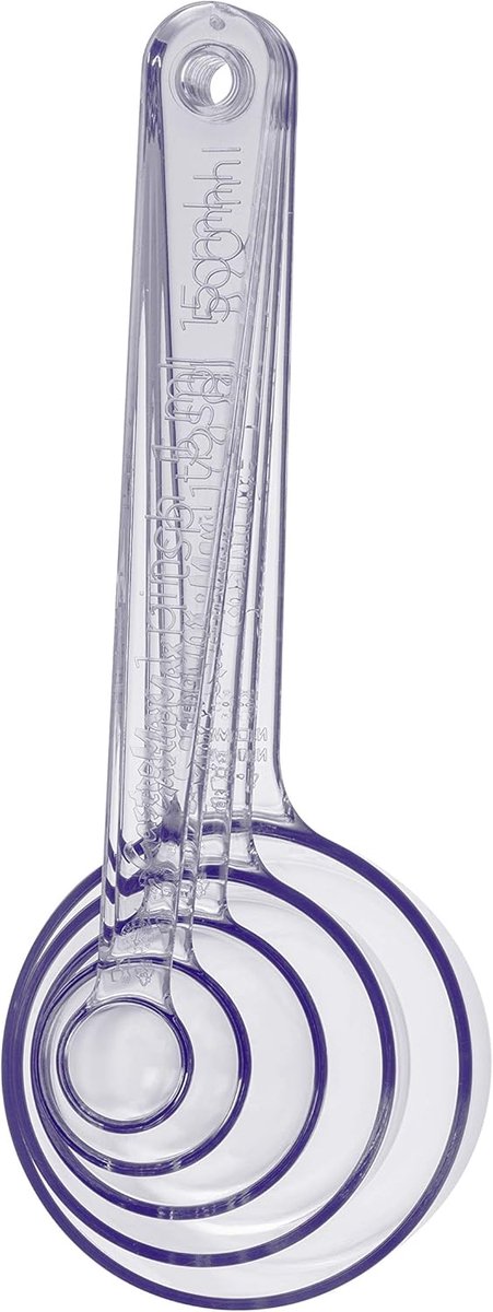 Thijox - 5-Stuks Maatlepel Set - Transparante Bakgereedschap voor Keuken - Inclusief Kruidenmaat, Theelepel, Eetlepel, ½ Onthaler en 1 Onthaler - Idea