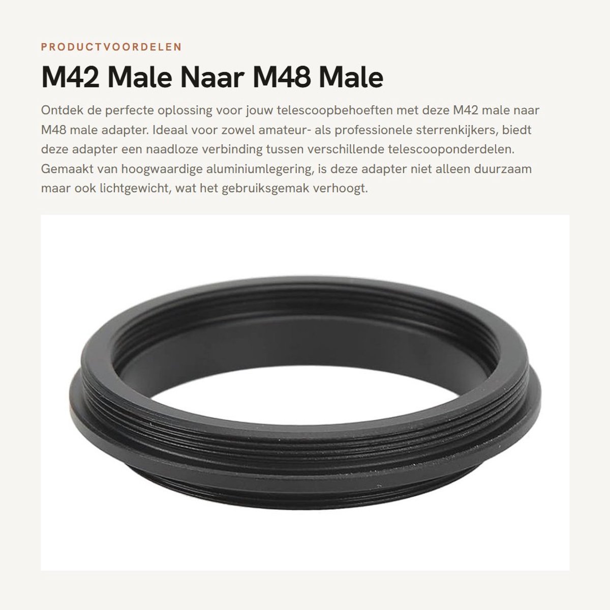 Dailygoods - M42 Male Naar M48 Male Telescoop Adapter - Eenvoudig te Installeren - Aluminium - Naadloze Verbinding - Geschikt voor Telescoop - Compact...