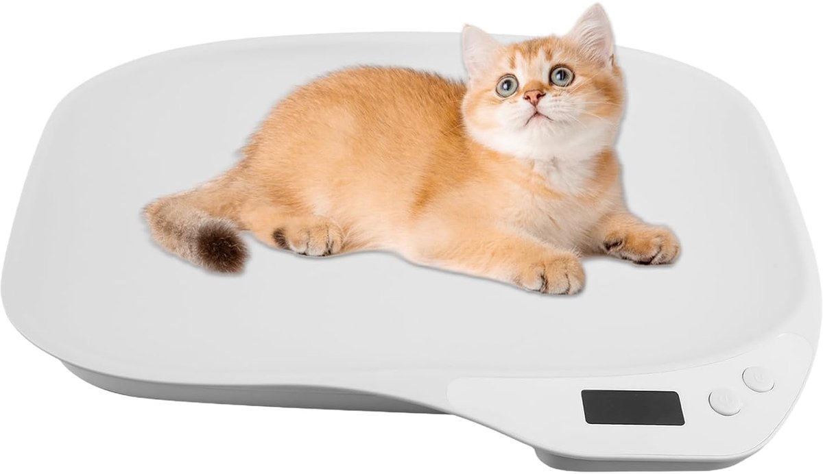 Thijox - Digitale weegschaal voor kleine dieren tot 15 kg, nauwkeurige huisdierenweegschaal met LCD-scherm voor katten, puppy's, konijnen, baby dieren
