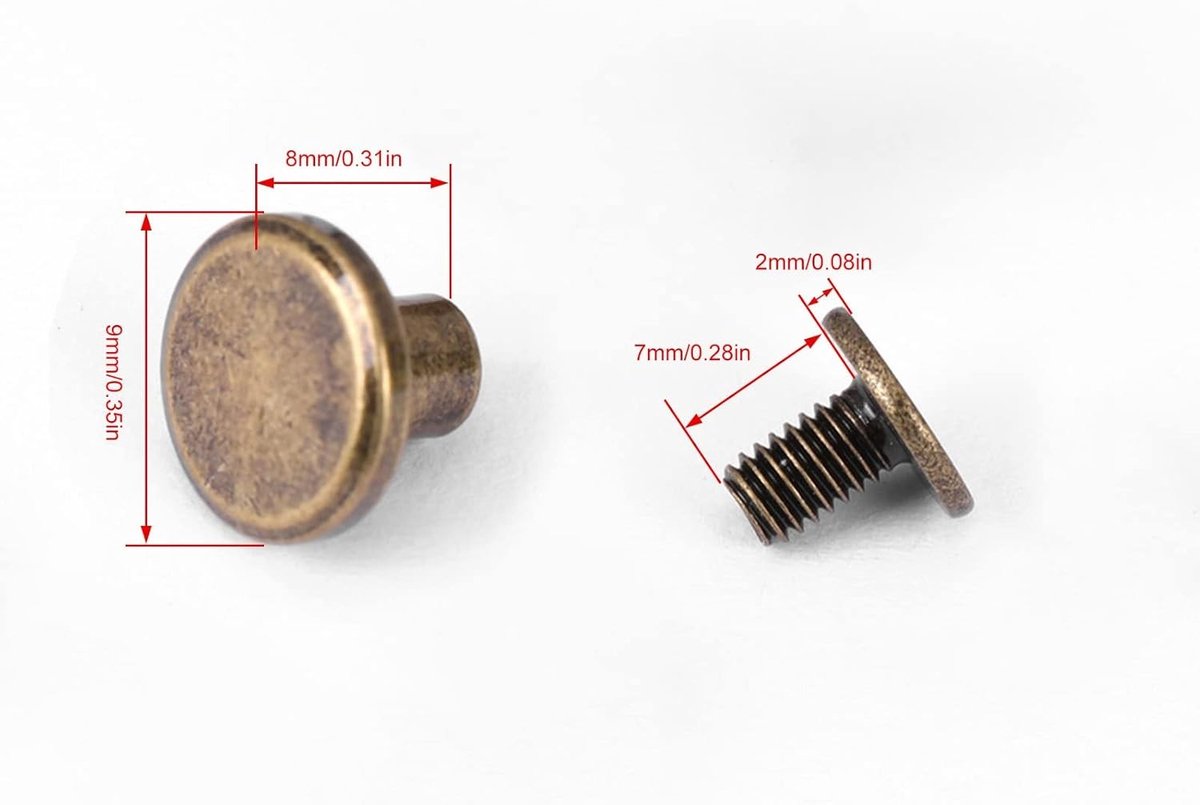 20 Sets Messing Met Platte Kop Bouten, DIY Leren Ambacht Metaal Rivetten voor Riemen, Tassen en Schoen Decoratie (8mm)
