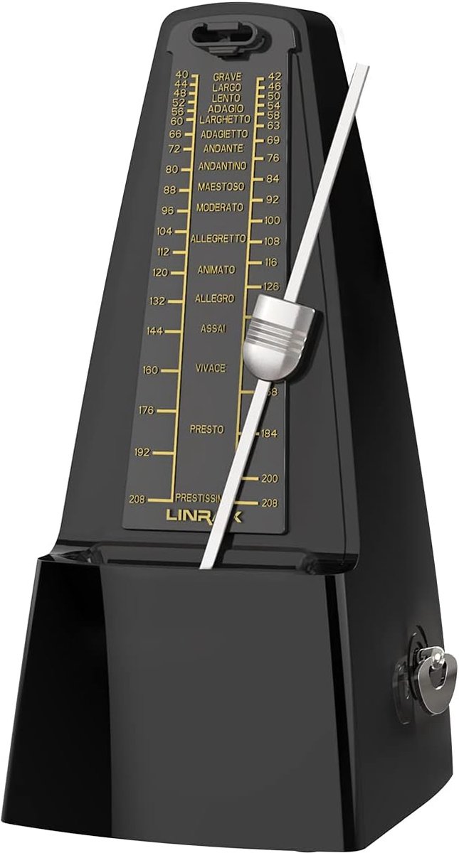 SnelShoppen - M1 Mechanische Metronoom voor Piano, Gitaar, Ukulele, Drums, Viool, Cello en Alle Muzikale Instrumenten - Hoge Precisie, Hard Geluid, Zw