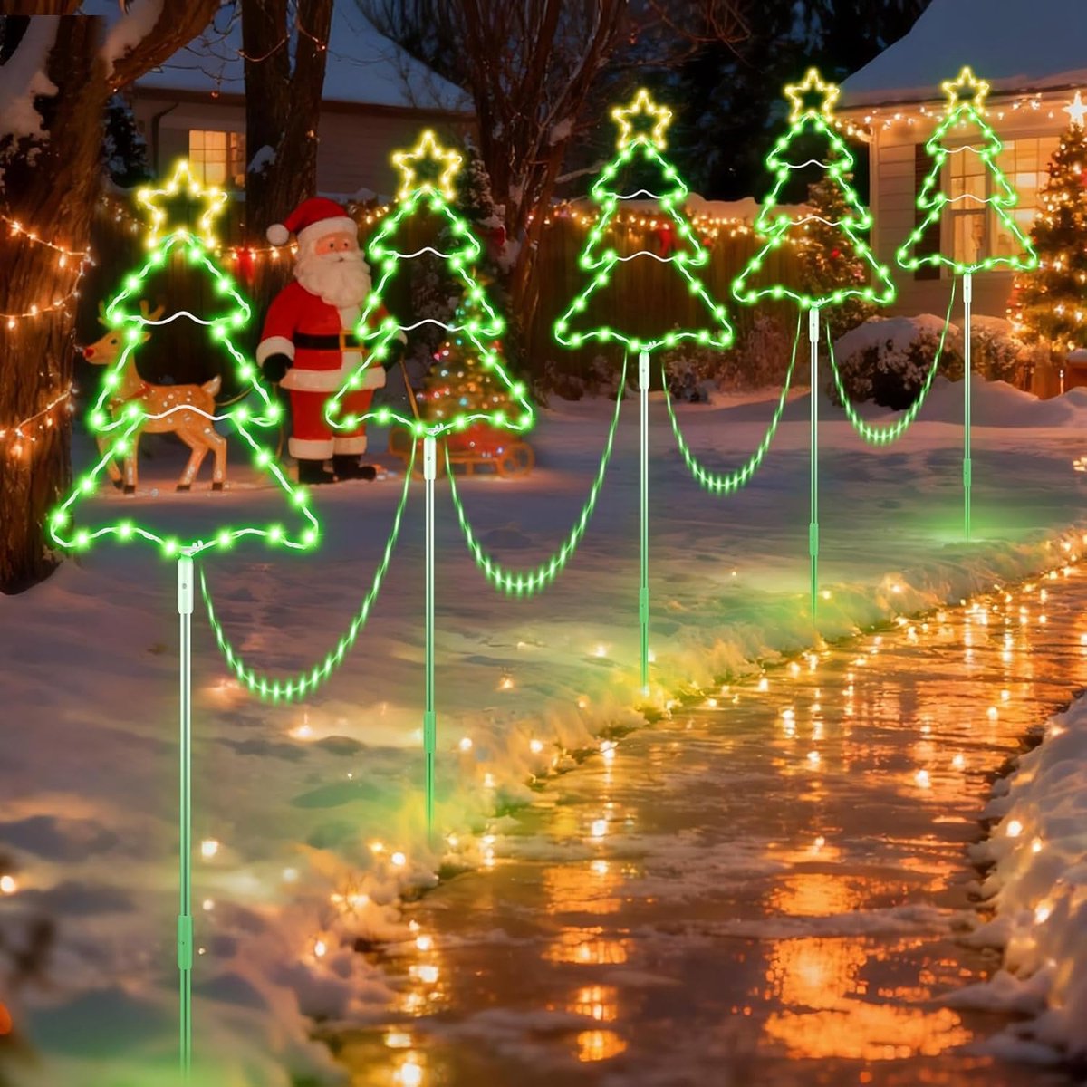 Thijox - 5 stuks Kerstboom Lichtsnoeren 250 LED, Waterdicht Tuinverlichting met 8 Modi, Verlichting voor Binnen en Buiten, Ideaal voor Kerstdecoratie