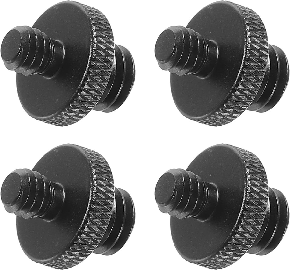 Thijox - Microfoonstandaard Adapter 3/8 M naar 1/4 M Draad Statiefschroef Adapter - Dubbelzijdige Cameraschroef - Aluminium - Zwart - 4-Pack voor Micr