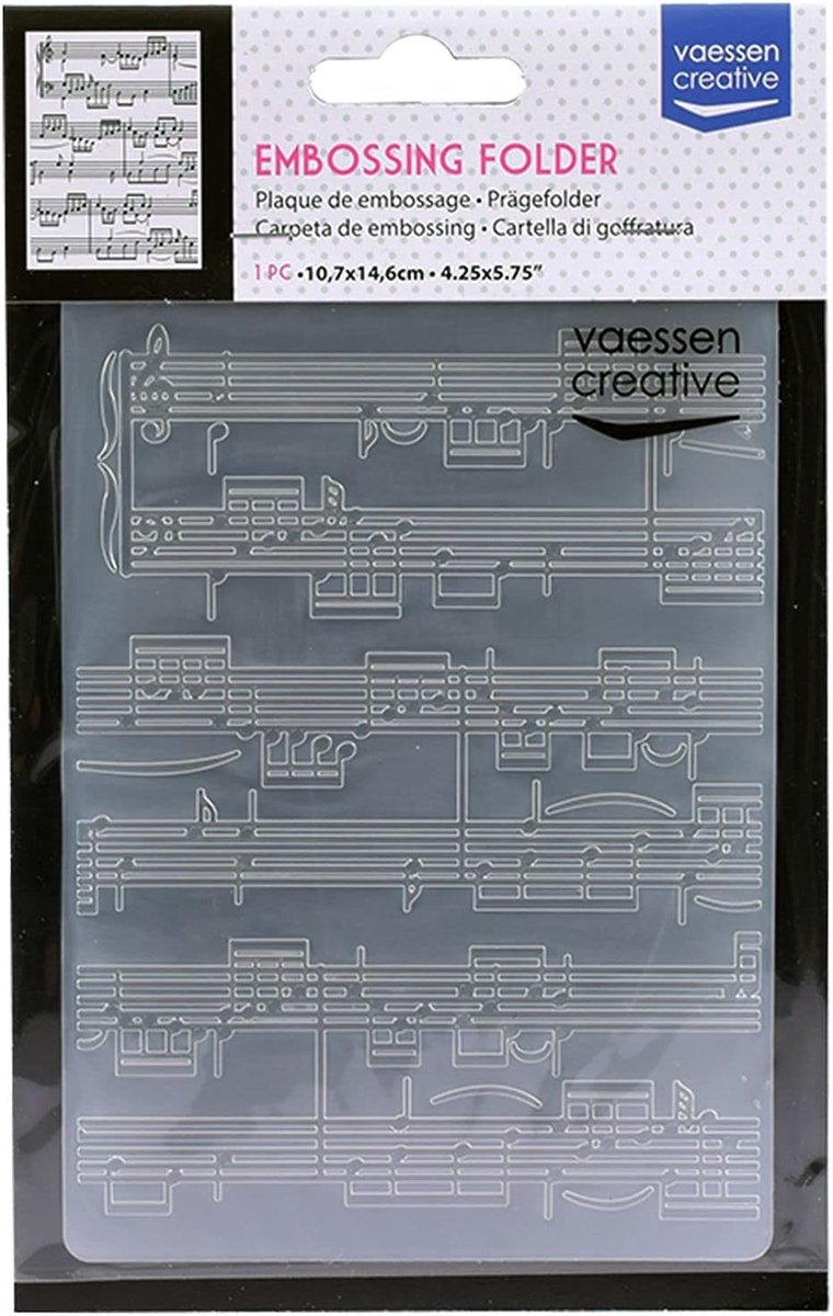 SnelShoppen - Embossingmap Muziekpartituur 14,5 x 10,8 cm voor Kaarten en Papierambachten, Verjaardag, Geboorte, Kerstkaarten, Creatief Knutselen