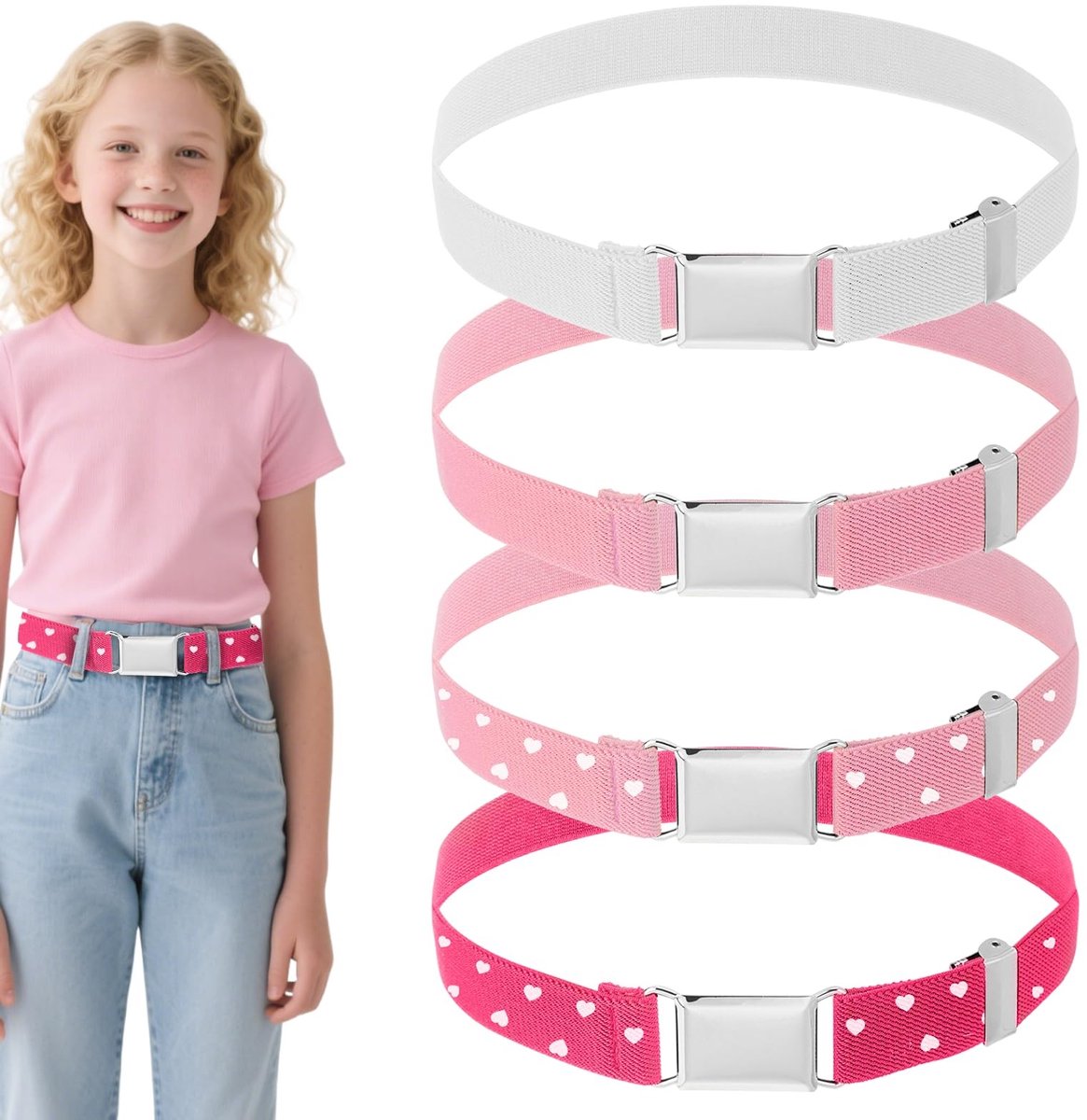 Dailygoods- Kinderriem Verstelbaar - Elastische Riem - Magneetsluiting - Voor Jongens/Meisjes - 55 x 2,5 cm - Ademend Materiaal - Gordel