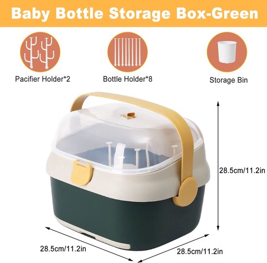 Dailygoods- Babyfles Droogrek Duurzaam - Opbergdoos met Deksel - Fopspeenhouder - Afneembare Houder - Ruimtebesparend - Efficiënt Organiseren - Flessenopbergdoos van Dailygoods — afbeelding 3