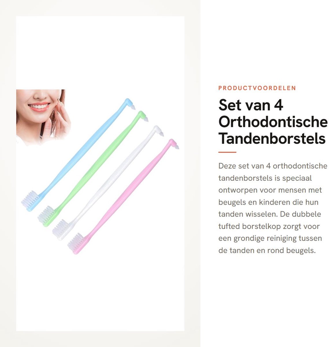 Dailygoods- Tandenborstel Orthodorisch - Dubbele Tuft - 4 Stuks - Tandenborstel voor Beugeltanden - Tandenreiniger - Efficiënt Ontwerp - Orthodontische Tandenborstel