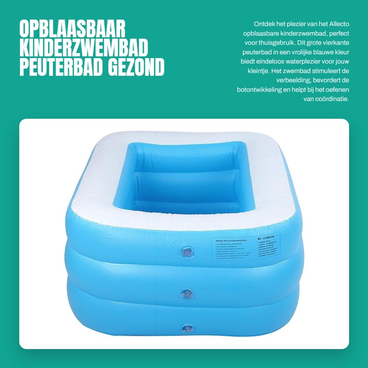 Dailygoods- Kinderzwembad Groot - Opblaasbaar - Peuterbad - Veiligheidsontwerp - PVC - 130x92x50 cm - Opblaasbad