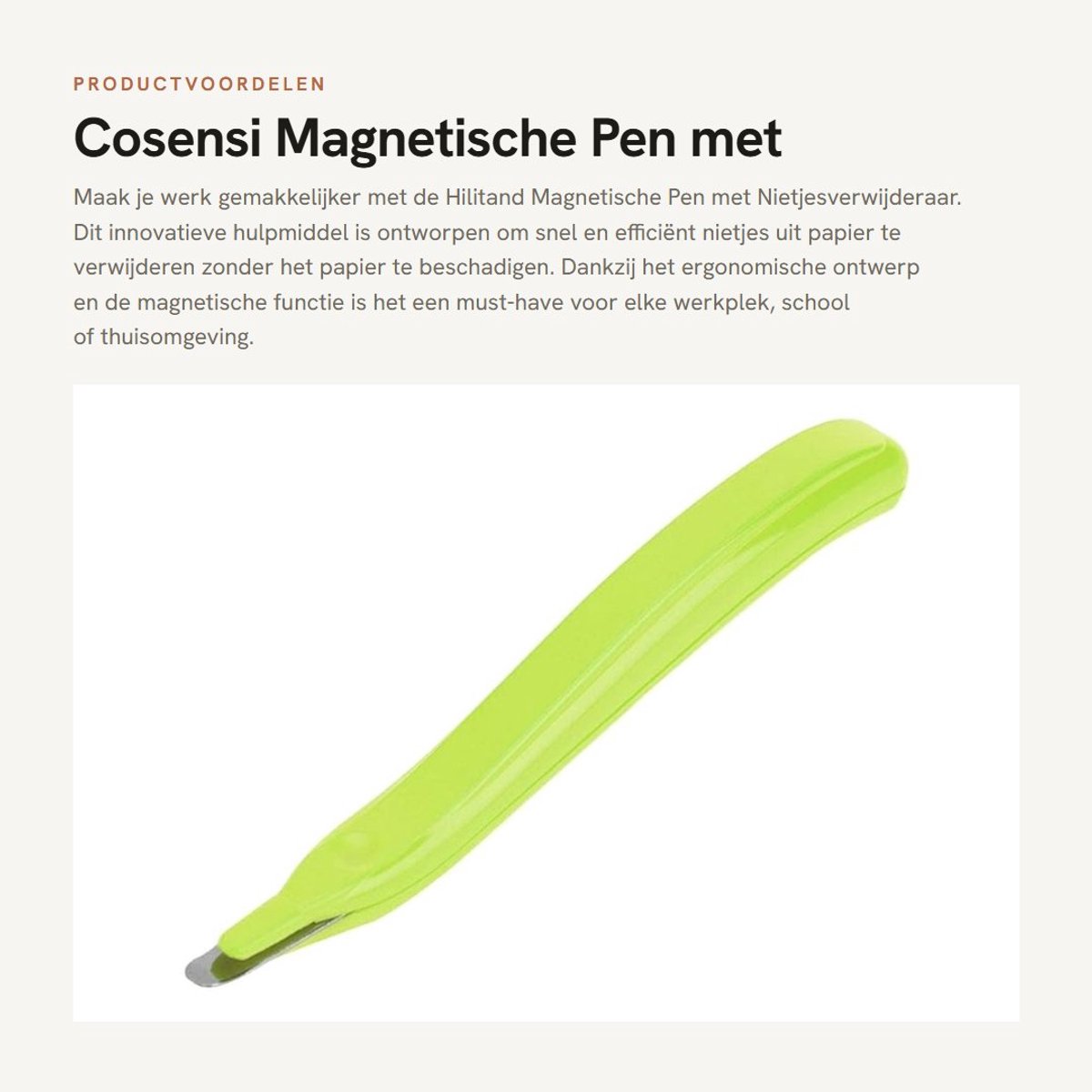 Dailygoods- Magnetische Pen - Stapelontnieter - Ergonomische Grip - Magnetisch Ontwerp - Geschikt voor Kantoor/Thuis - Comfortabel in Gebruik - Nietjesverwijderaar