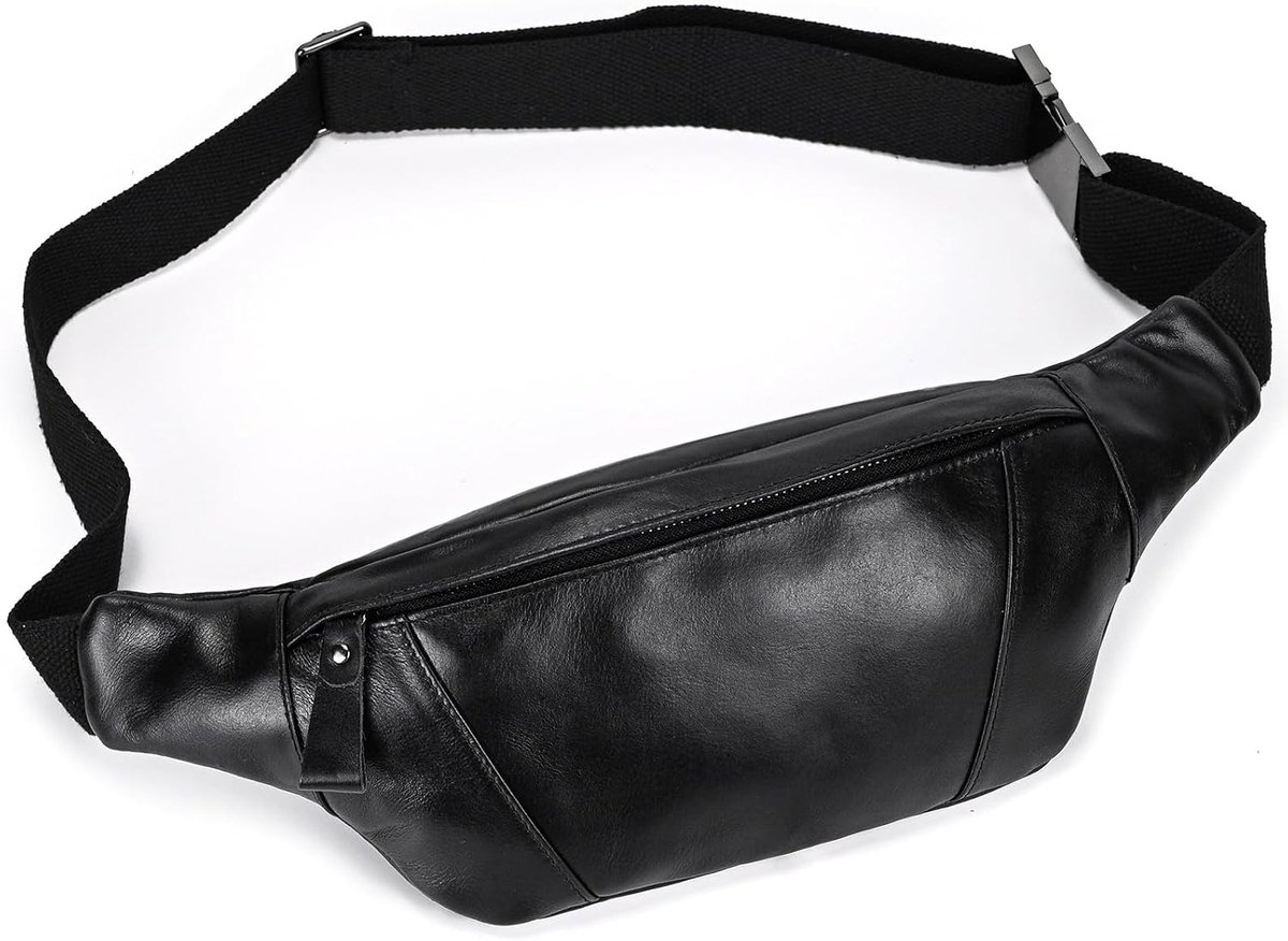 LUUFAN Fanny Men's Waist Bag Leather Waist Belt Slim Pack Mobile Phone Bag for Outdoor Shopping Travel Black Fashion - ShopVlot