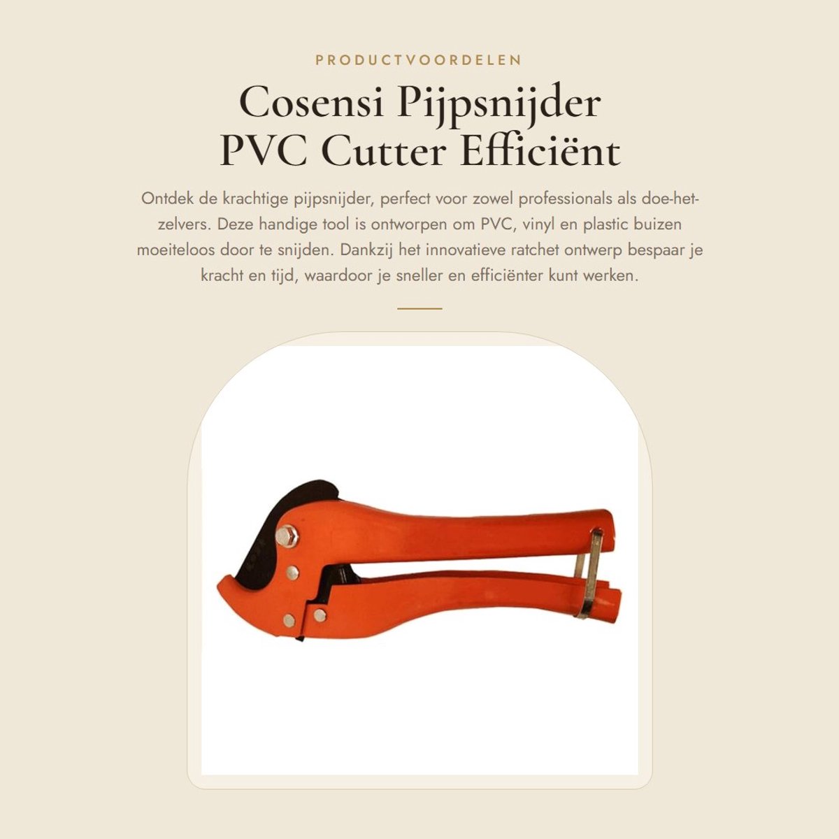 Dailygoods- Pijpsnijder Hoge Hardheid - PVC/Plastic Buis - Loodgieter Tool - Ratelsysteem - Roestvrijstalen Gesp - Snijden tot 42 mm - Buis Cutter