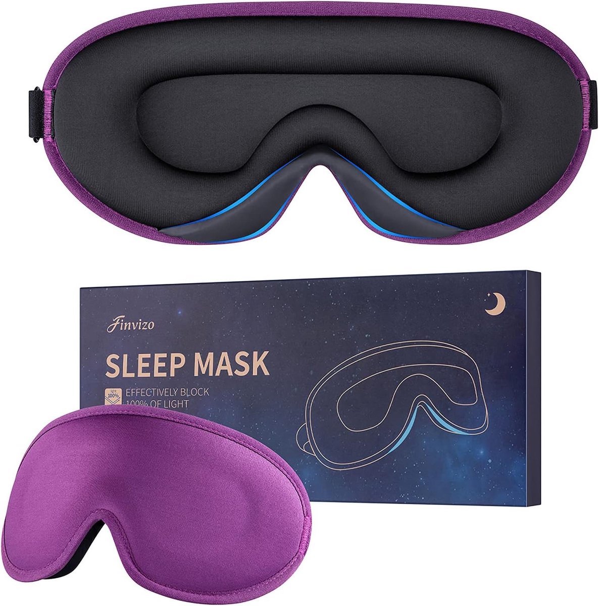 Thijox - Slaapmasker voor Dames en Heren, Zacht Schuim, Ergonomisch Ontwerp, Blokkeert Licht, Ideaal voor Reizen, Yoga, Dutjes, Violet