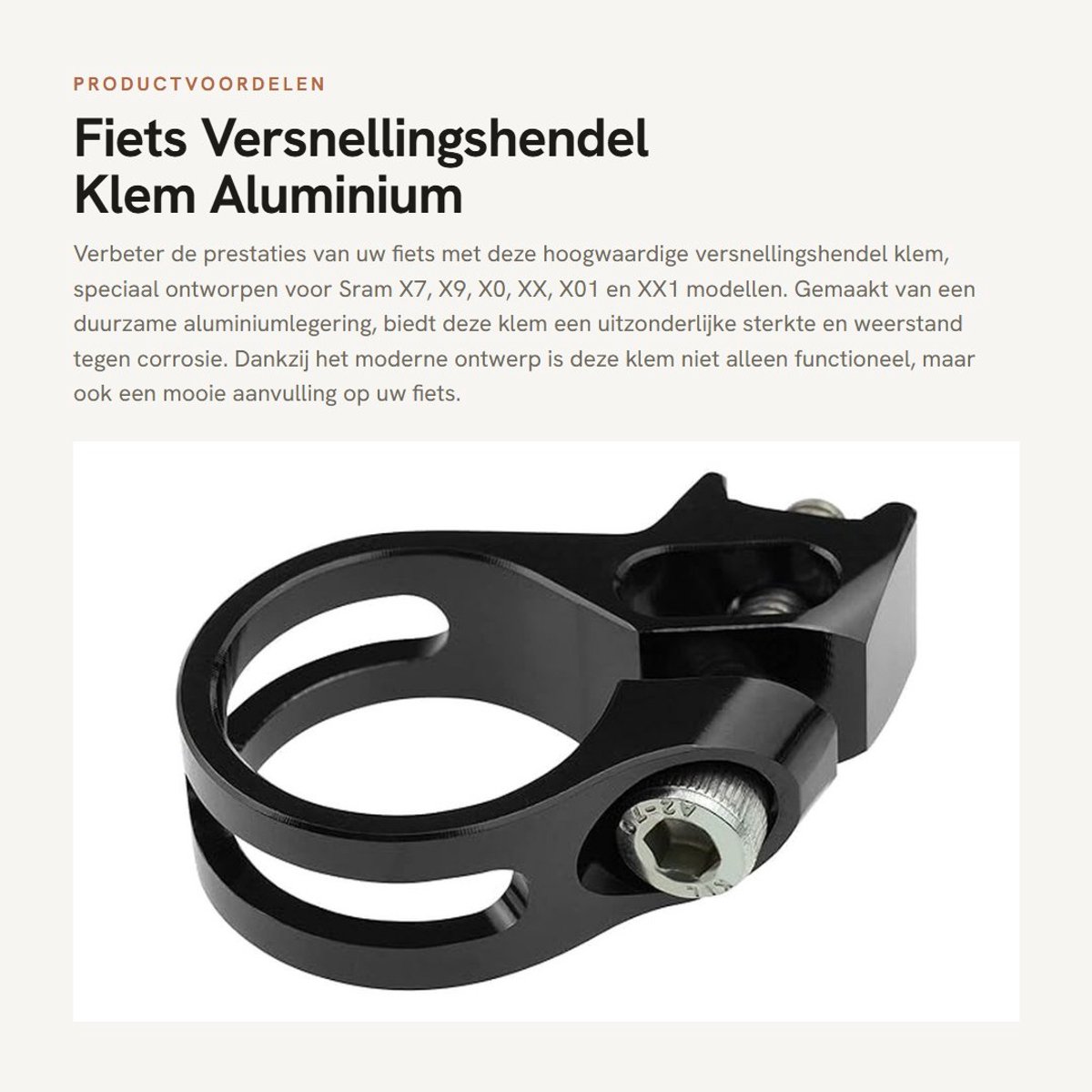 Dailygoods- Versnellingshendel Aluminiumlegering - Klem - Compatibel met Sram X7/X9/X0/XX/X01/XX1 - 22.2mm - Schakelhendel - Eenvoudige installatie - Fietsversneller