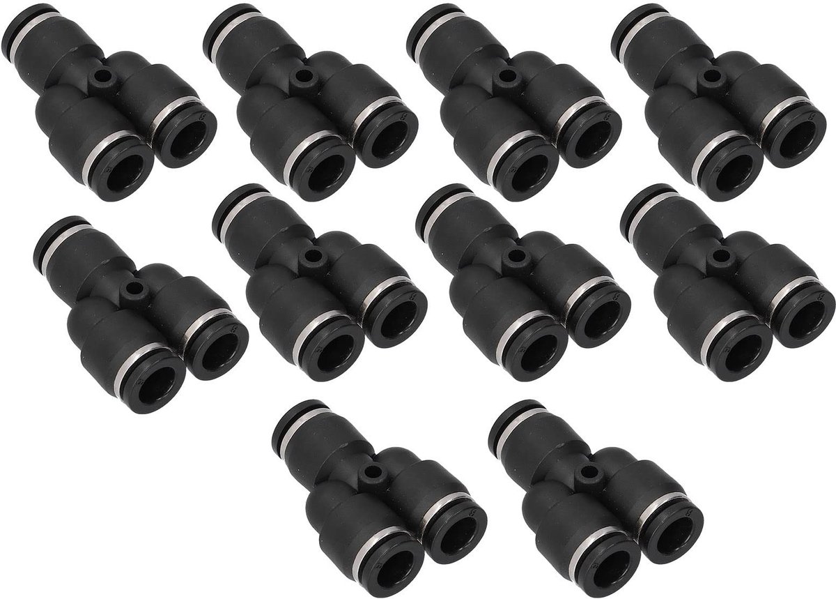 Dailygoods- Pneumatische Koppelingen 10 Stuks - Y-Slangsplitter - PVC - Push-to-connect Fittingen - 3-weg - Drukweerstand 1,0~1,2 MPa - Gegraveerde Binnendiameter