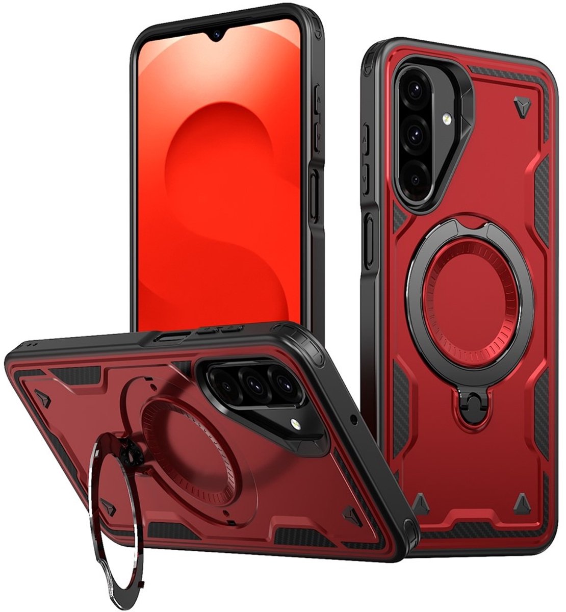 Coverup Hoesje - Geschikt voor Samsung Galaxy A26 Hoesje - Coverup Armor Back Cover met MagSafe Compatible Kickstand - Rood