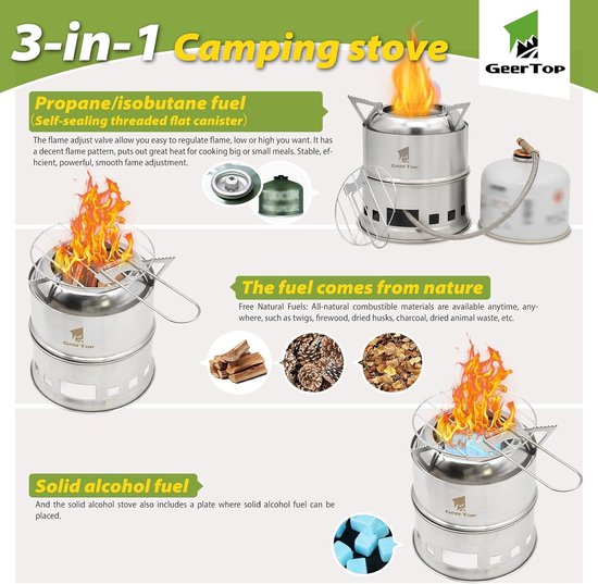 Camping Kooktoestel - Houtkachel Gasfornuis - Buiten Koken - Multifunctioneel Ontwerp - 13 x 15 cm - Zilver van Camping — afbeelding 5