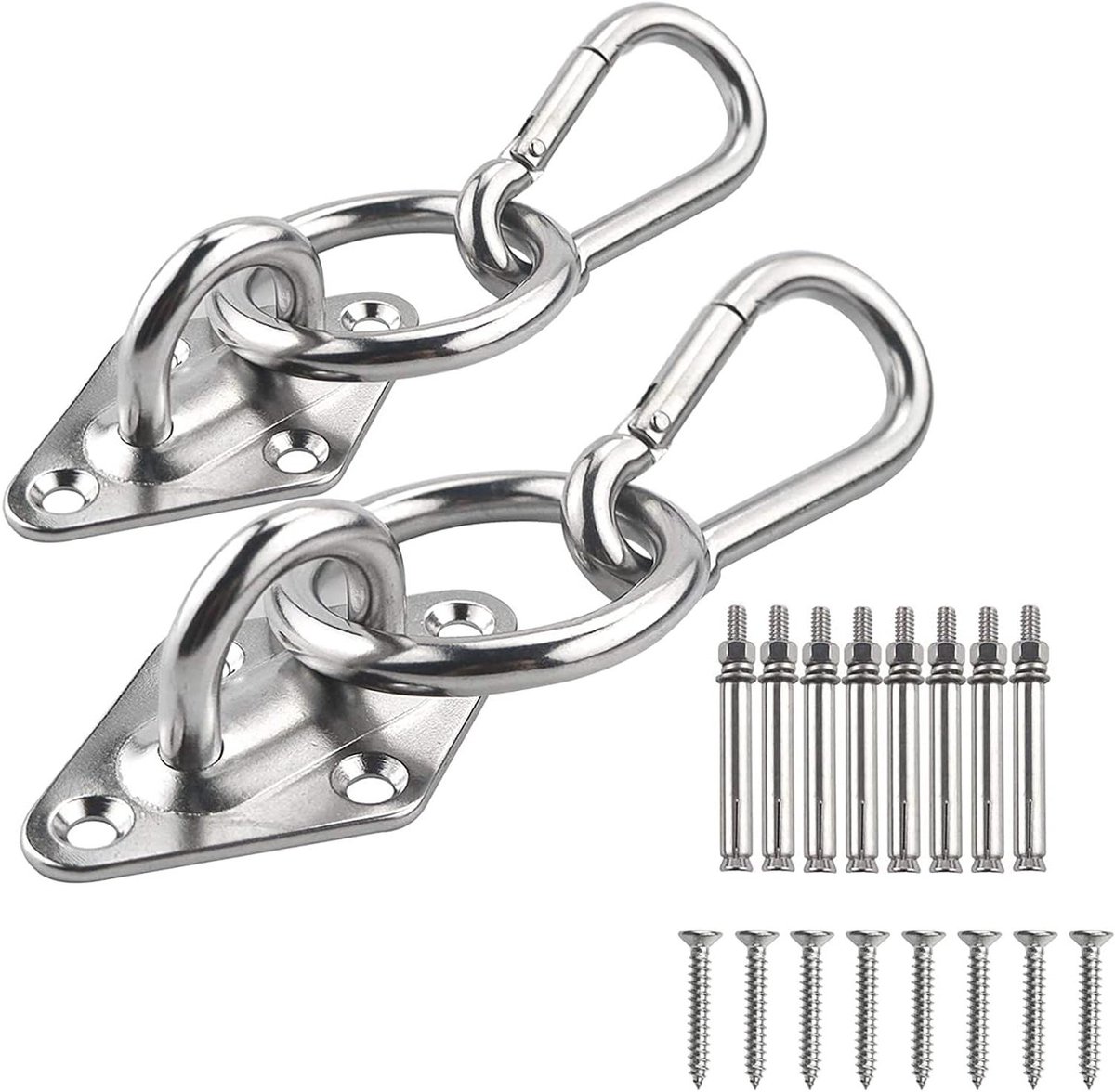 Hangmat Ophangset - Wandmontage Kit - Ontspannen Buiten - Roestvrij Staal 304 - 2 Stuks - Zilver