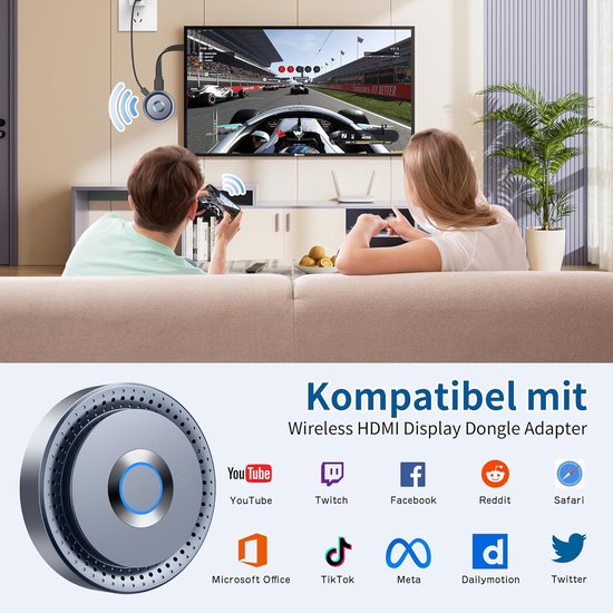 Draadloze HDMI Dongle - Screen Mirror Adapter - Streamen naar TV - Plug en Play - 4K Resolutie - Zwart — afbeelding 2