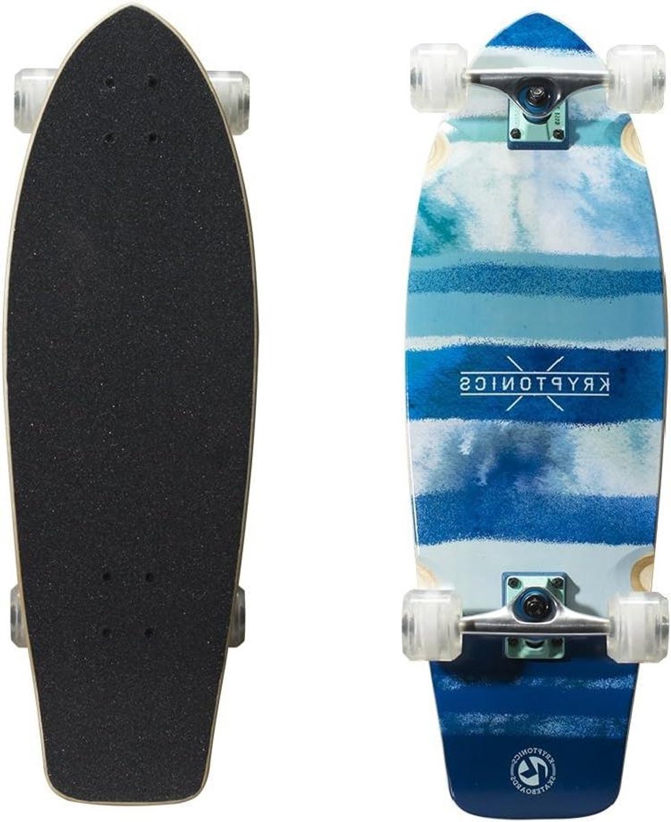 Compleet Skateboard Cruiser Board Straat Rijden 8-Laags Esdoorn Dek 77.5 cm Lengte Blauwe Vis
