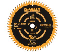 DeWALT Cirkelzaagblad voor Hout | Extreme | Ø 184mm Asgat 16mm 60T - DT1670-QZ