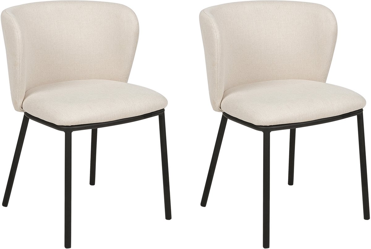 MINA - Eetkamerstoel set van 2 - Gebroken wit - Polyester