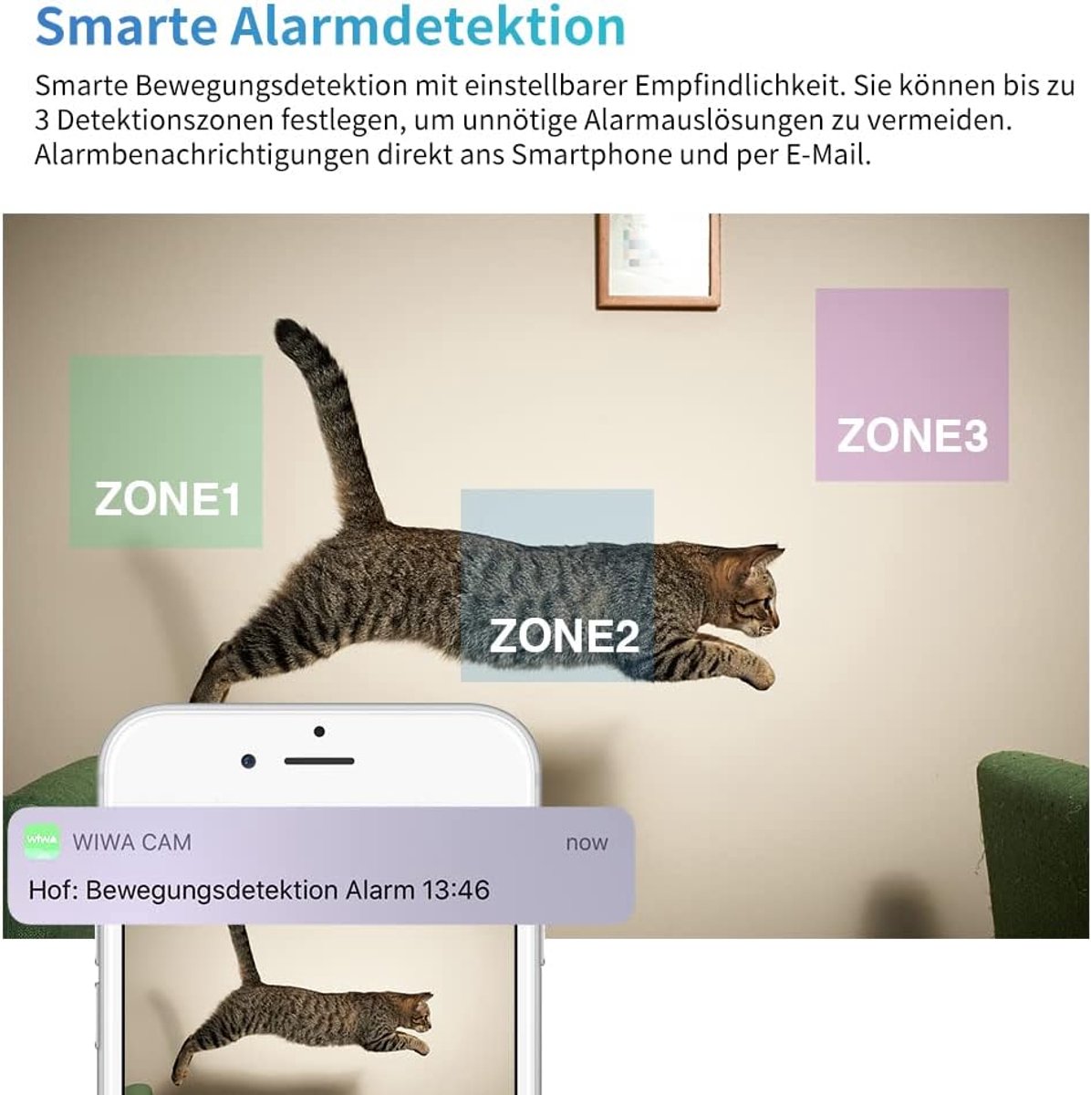 Thijox - WIWACAM MW5 Mini-bewakingscamera 4K Ultra HD, Wifi met App, Bewegingsmelder, Nachtzicht, Draadloos, Voor Binnen, Baby- en Huisdierenbewaking,