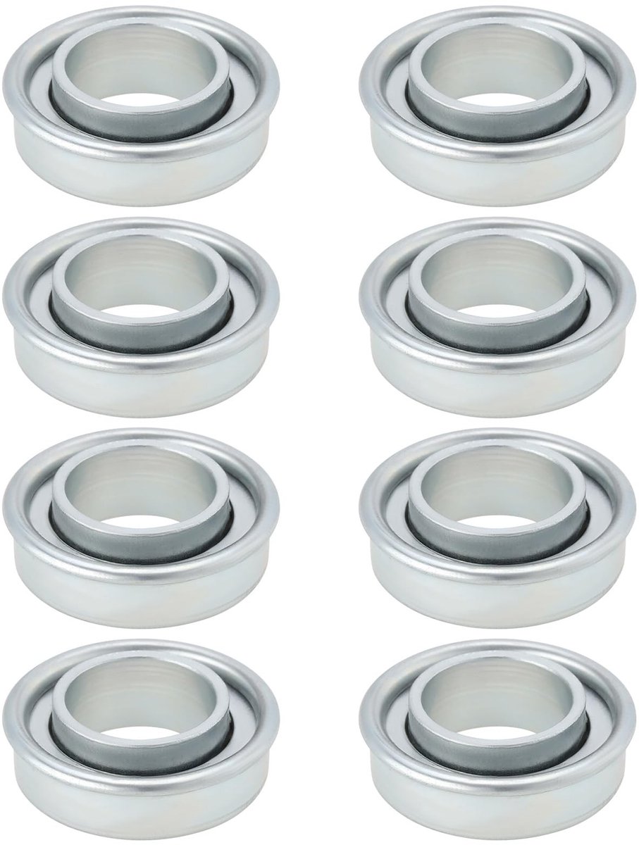 Dailygoods- Wiellagers 8 Stuks - Heavy Duty Trolley - Buitendiameter 35mm - Binnendiameter 20mm - Hoogte 12mm - Zilver Ijzer - Lager