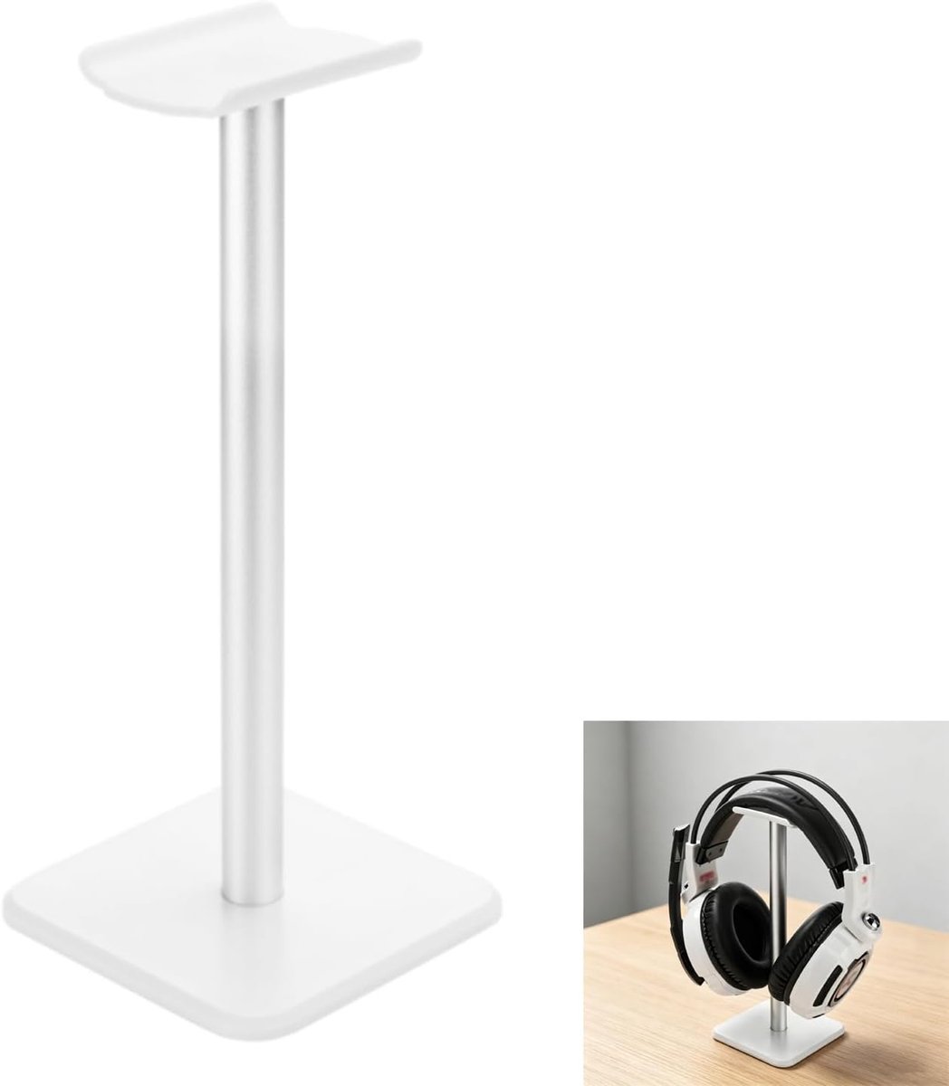 SnelShoppen - Headset Stand Hoofdtelefoon Standaard Kabelhouder Gaming Hoofdtelefoons TPU Zilverwit Stabiliteit en Bescherming voor Computerkoptelefoo