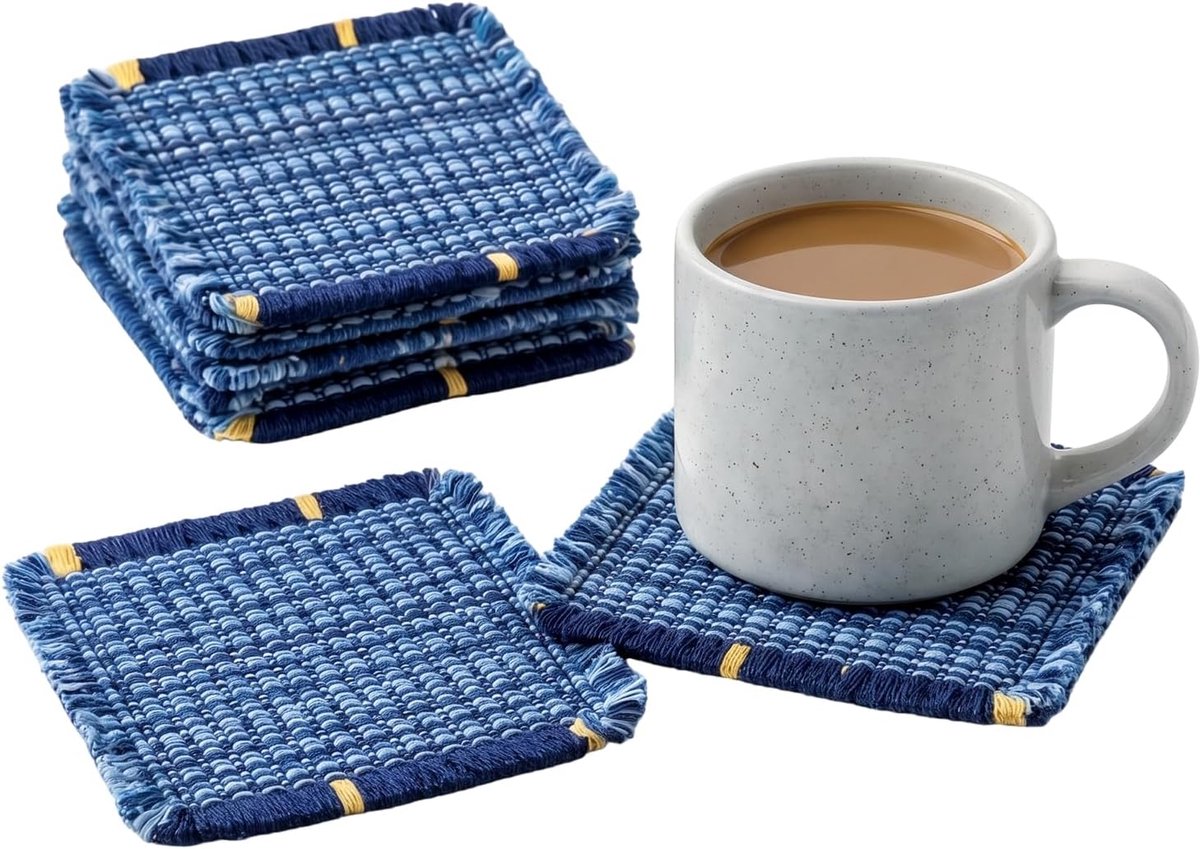 Thijox - Set van 6 handgemaakte viltonderzetters voor glazen, kopjes en cocktails - Ideaal voor feesten, keuken en tuin - Duurzaam en stijlvol - Perfe
