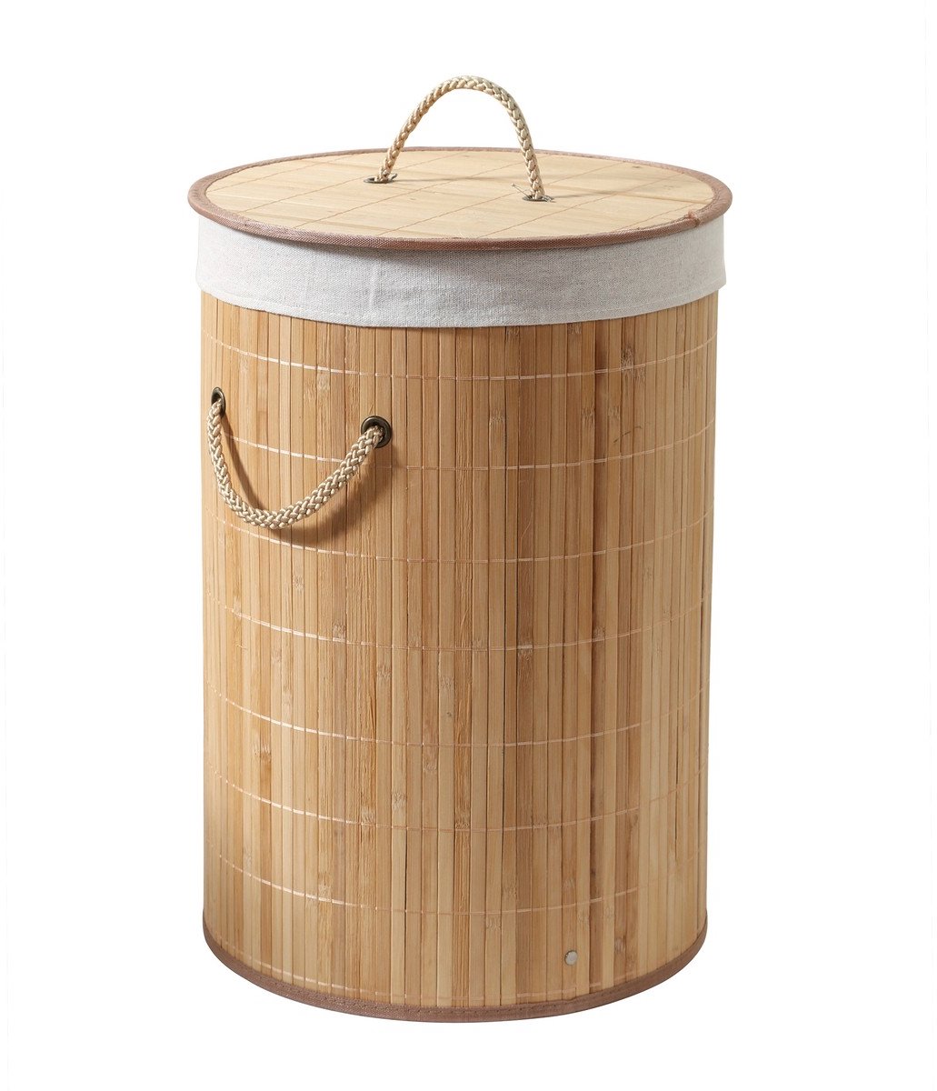 CALICOSY - Ronde bamboe wasmand met meerdere touwgrepen 40x40x50cm