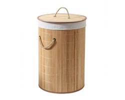 CALICOSY - Ronde bamboe wasmand met meerdere touwgrepen 40x40x50cm