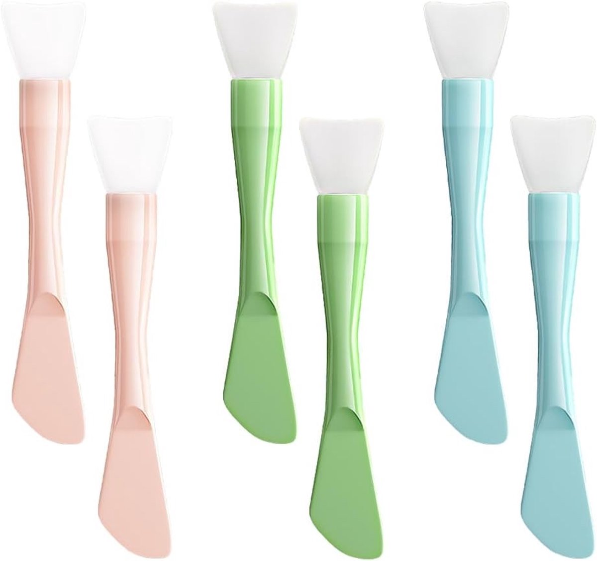 Dubbelzijdige siliconen gezichtsmaskerapplicator - 6 herbruikbare borstels voor crème, lotion en modderklei, ideaal voor thuis en schoonheidssalons