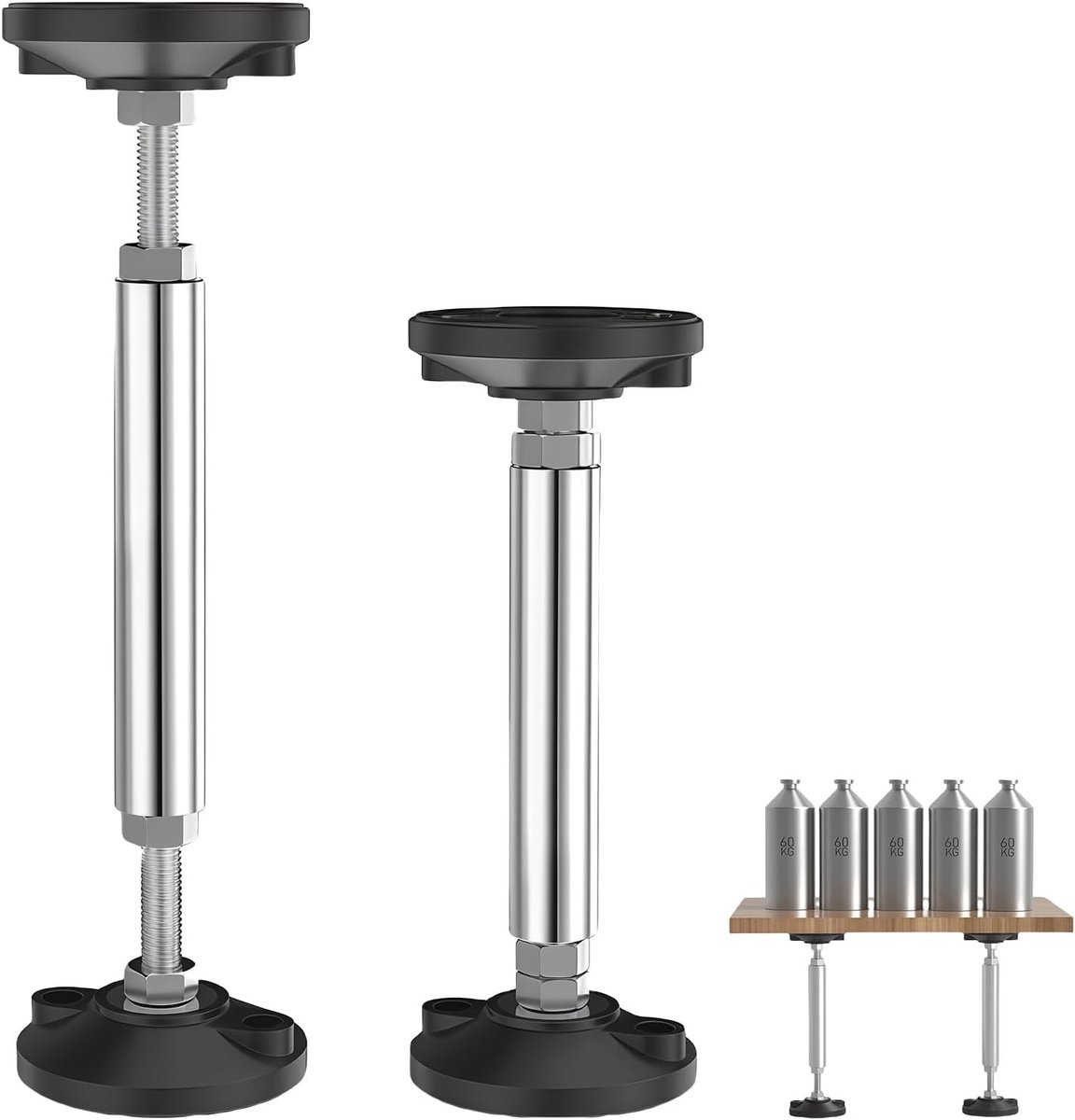 Verstelbare telescopische steunstangen 28-42 cm, tot 300 kg, voor deur- en kaststeun, ideale hefbare steunbalken voor meubels en constructies