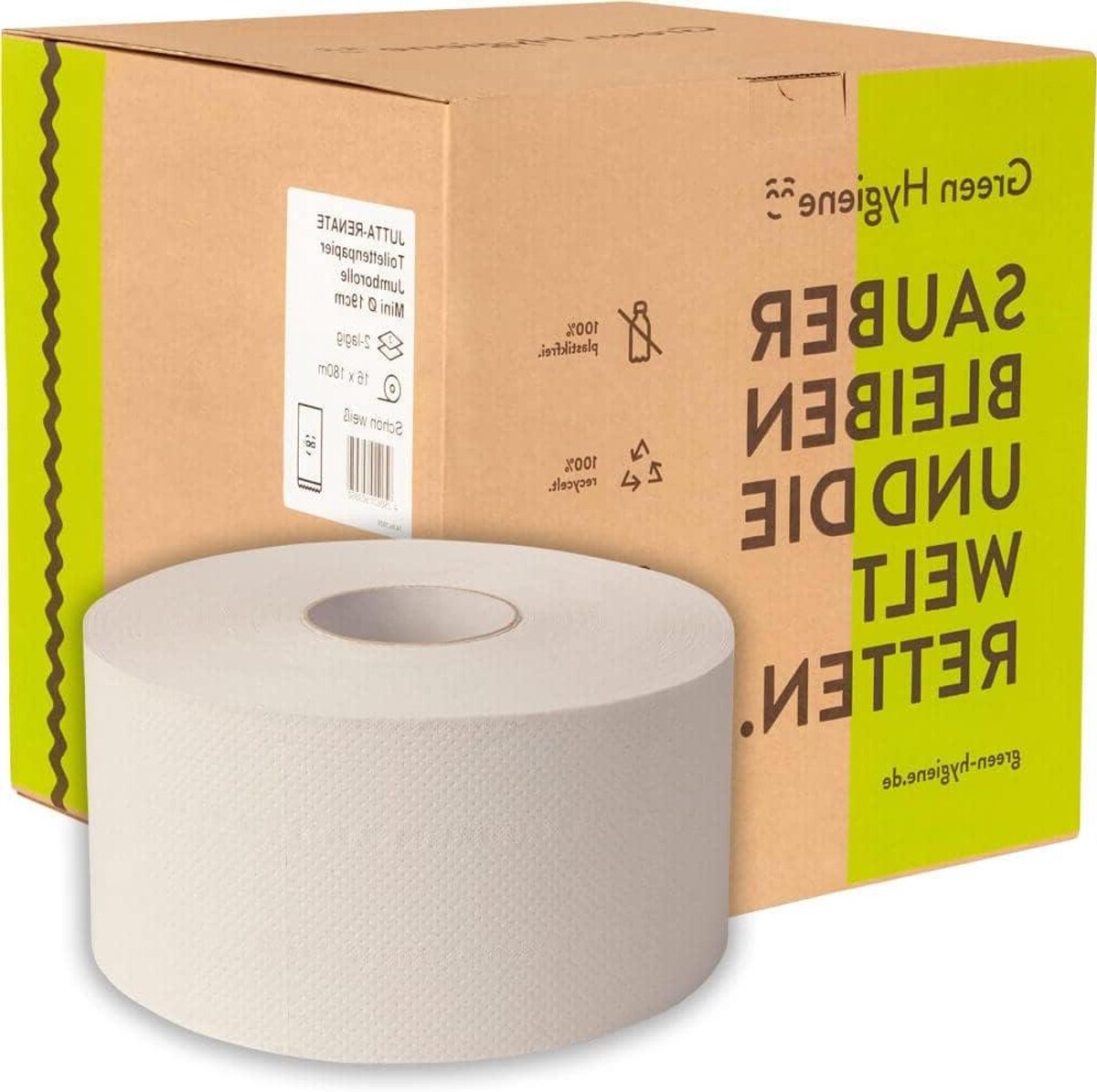 Toiletpapier Rollen - Gerecycled Papier - Huishoudelijk Gebruik - 100% Plasticvrij - 16 Rollen - Bruin