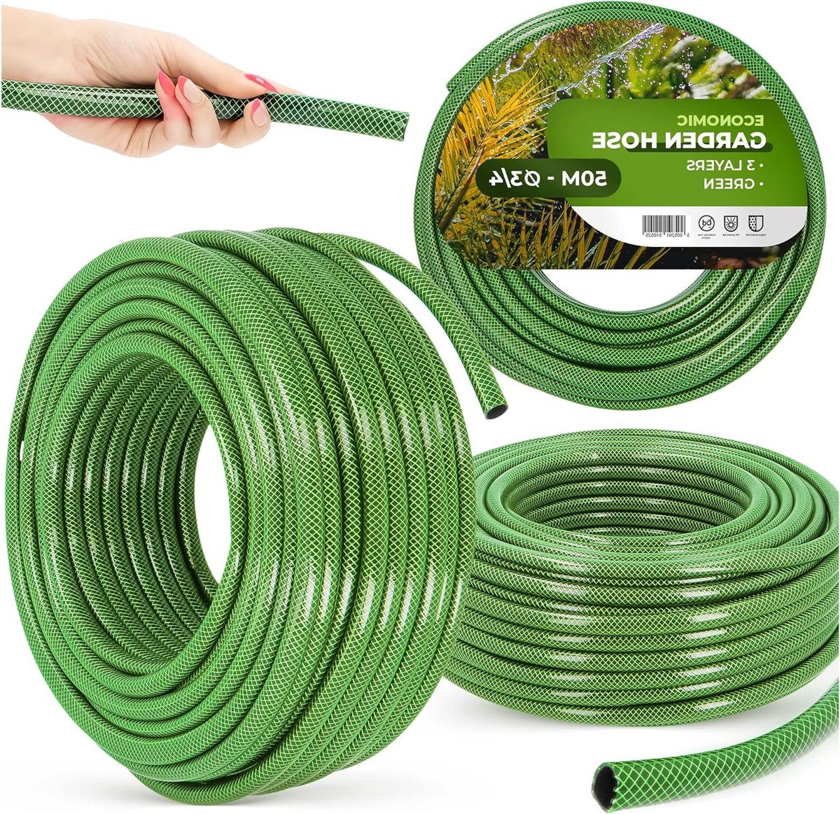 Tuinslang - Waterleiding - Tuin besproeien - Draadvast - 50 meter - Groen