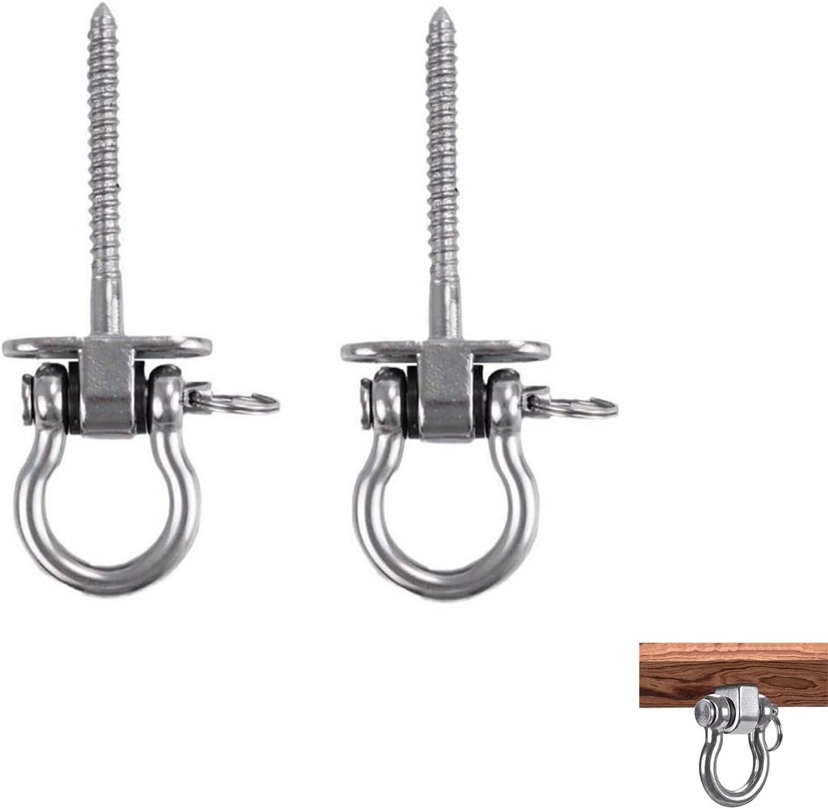 2 Stuks Verstelbare Plafondhaak Beugels, 180° Rotatable Haak voor Hangmatten, Schommels en Yogaringen