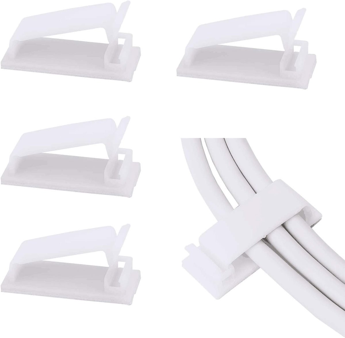 Thijox - 50 stks Zelfklevende Kabelbeheerklemmen - Verstelbare Kabelorganisatoren voor Snoeren - Draadklemmen voor TV, PC, Laptop en Ethernet-kabels -