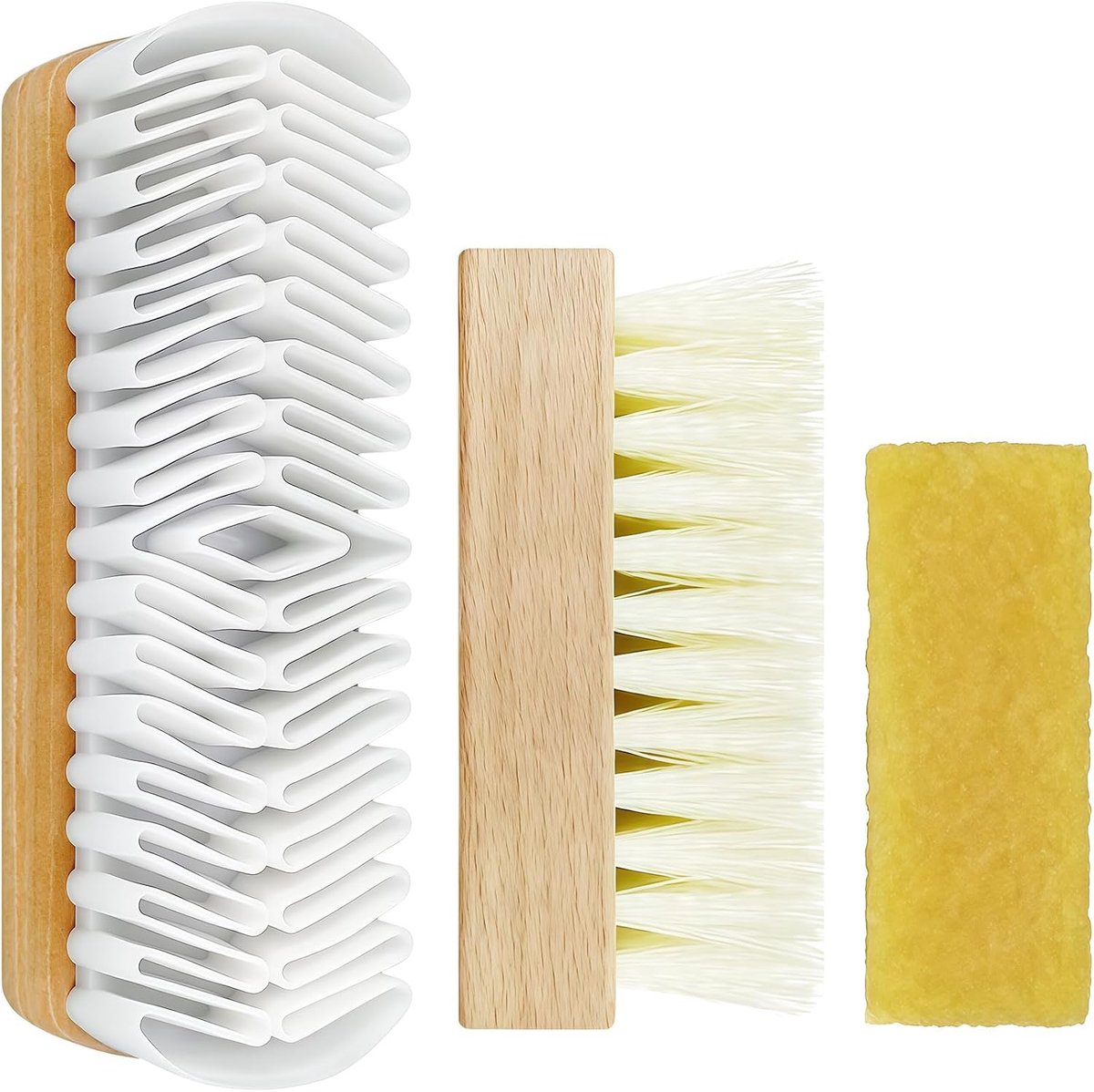 Thijox - 3-delige set suede borstel en gum, schoonmaakborstel voor schoenen, nubuck en ruwe leer verzorgingsset, ideaal voor onderhoud en reiniging