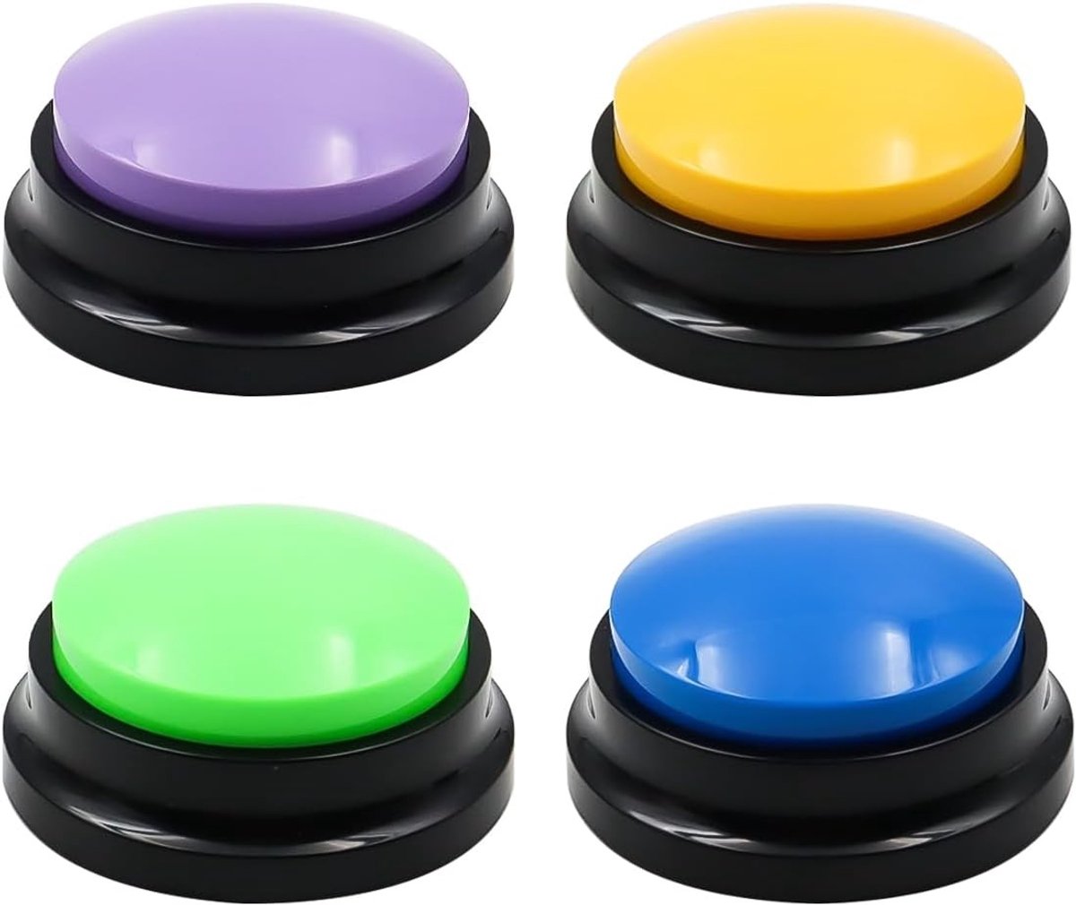 4 Stuks Communicatie Knoppen voor Honden, Trainingsknoppen voor Effectieve Hondencommunicatie, Buzzer voor Honden, Ontwikkel Slimme Hondenvaardigheden