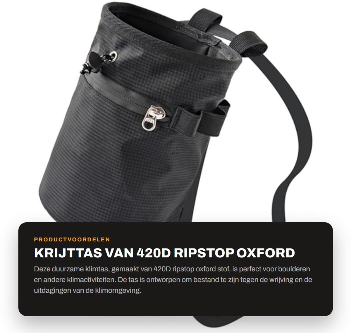 Inovra- Klimkrijt Tas Hoge Kwaliteit - 420D Ripstop Oxford Stof - Verstelbare Riem - Trekkoord Sluiting - Multi-Pocket - Antilek Ontwerp - Krijtzak