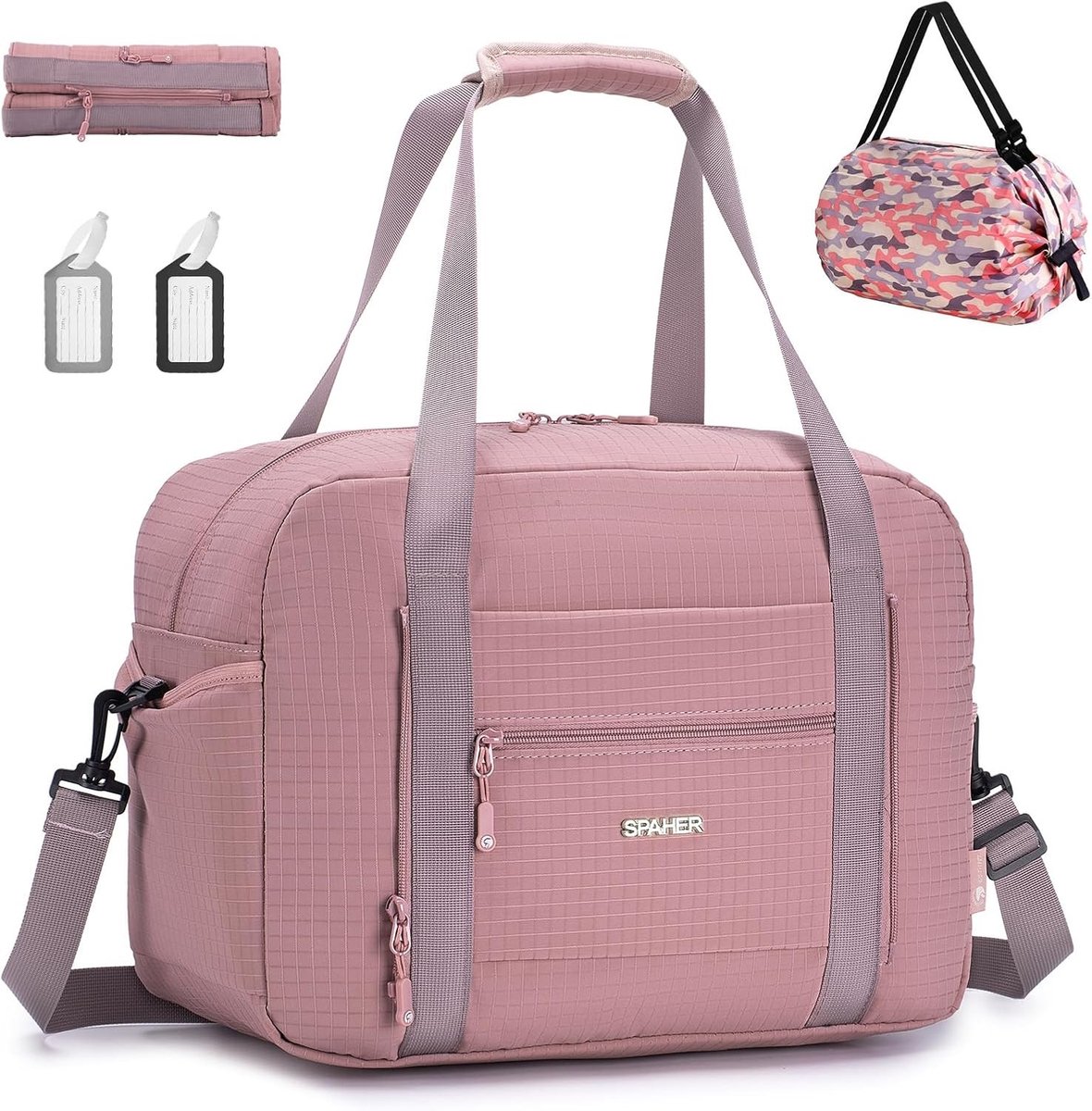 20L Reisbagage Handbagage Sporttas Weekendtas Vouwbare Reistas Lichtgewicht Fitness Tas Cabin Bag met Opbergtassen voor Mannen en Vrouwen